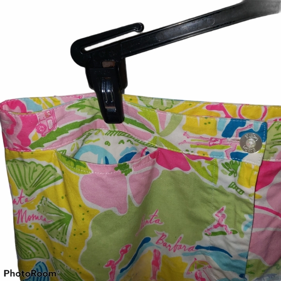 Vintage Lilly Pulitzer multicolor size 8 Lillywood ankle yellow pants - Picture 3 of 3